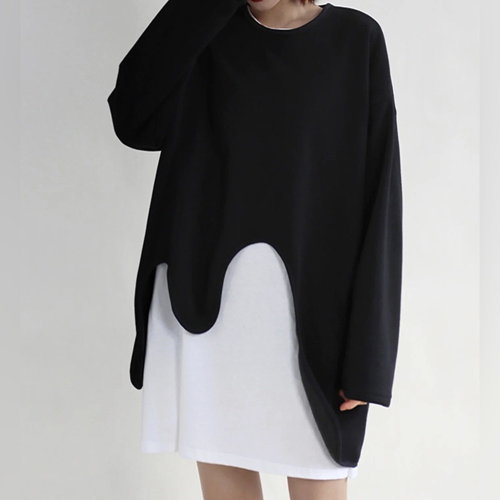 Digs Asymmetrical Black Sculptural Sweatshirt